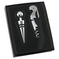 Quality Stainless Steel Wine Bottle Opener and Stopper Set (Black Handle)